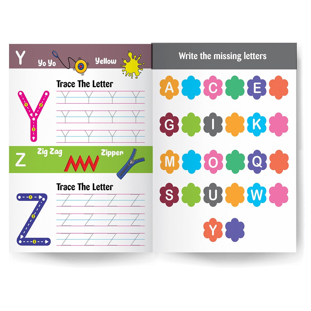 Write & Clean Reusable Book - Set Of 3 Books - Alphabet Capital Letters, Numbers, And Lines & Curves