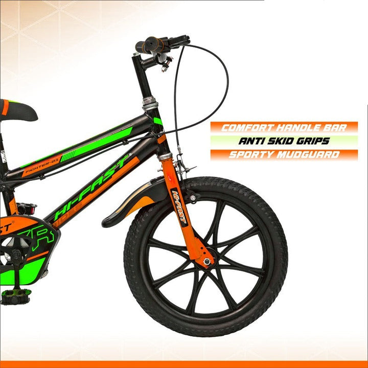 16 inch Kids Cycle for 4 to 7 Years Boys & Girls with Training Wheels FIGHTER-16T (Orange)- COD Not Available