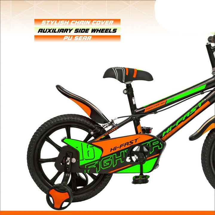 16 inch Kids Cycle for 4 to 7 Years Boys & Girls with Training Wheels FIGHTER-16T (Orange)- COD Not Available