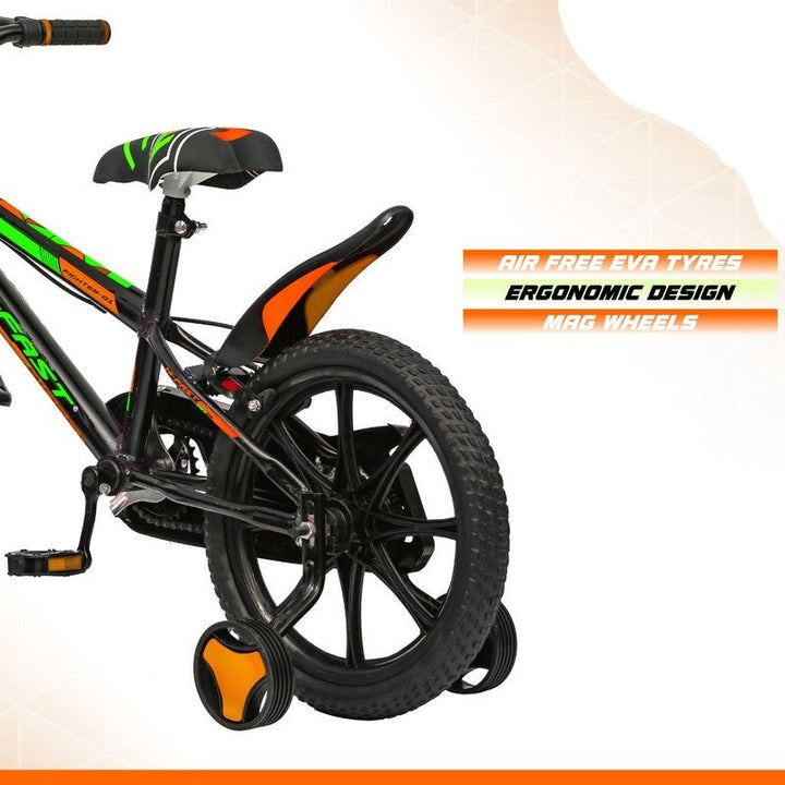 16 inch Kids Cycle for 4 to 7 Years Boys & Girls with Training Wheels FIGHTER-16T (Orange)- COD Not Available