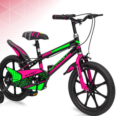 16 inch Kids Cycle for 4 to 7 Years Boys & Girls with Training Wheels FIGHTER-16T (Pink)- COD Not Available