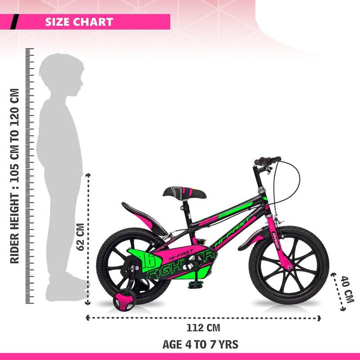 16 inch Kids Cycle for 4 to 7 Years Boys & Girls with Training Wheels FIGHTER-16T (Pink)- COD Not Available