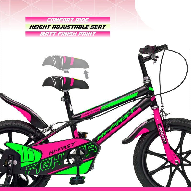 16 inch Kids Cycle for 4 to 7 Years Boys & Girls with Training Wheels FIGHTER-16T (Pink)- COD Not Available