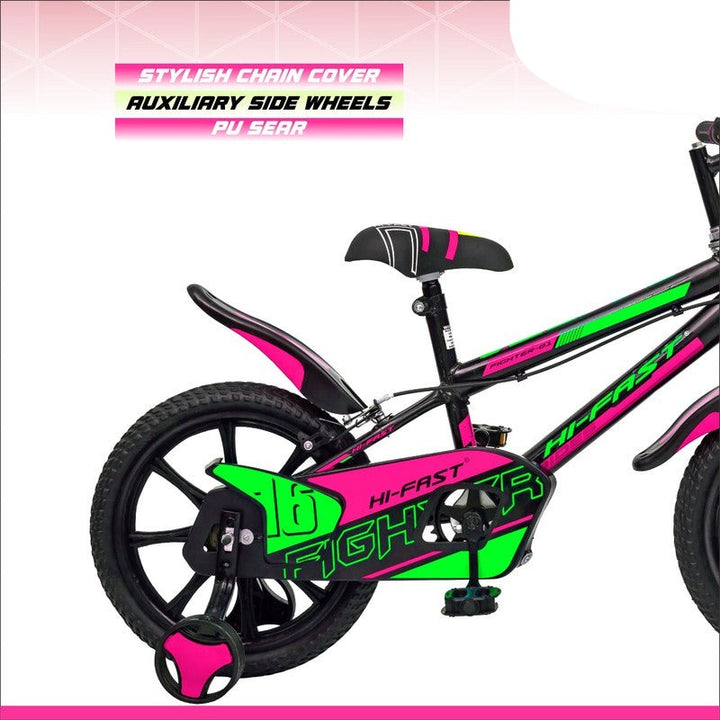 16 inch Kids Cycle for 4 to 7 Years Boys & Girls with Training Wheels FIGHTER-16T (Pink)- COD Not Available