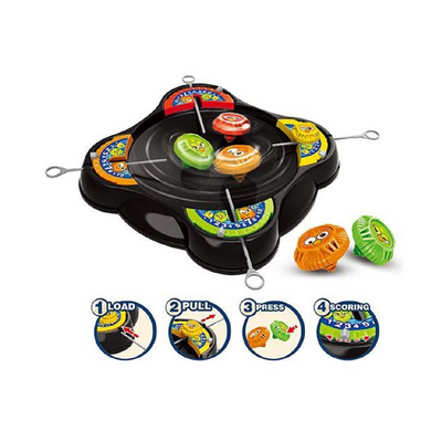 Battle Top with Launcher | Set 4 Pcs | Combat Burst Turbo Gyro Spinners and 4 Launcher | Plastic Fusion Spinning Top (Color May Vary)