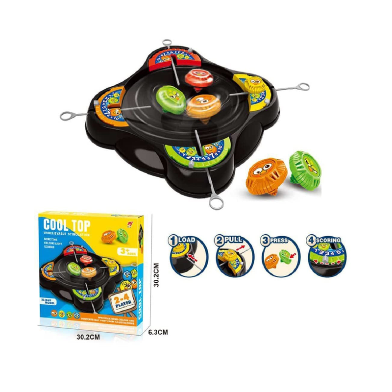 Battle Top with Launcher | Set 4 Pcs | Combat Burst Turbo Gyro Spinners and 4 Launcher | Plastic Fusion Spinning Top (Color May Vary)
