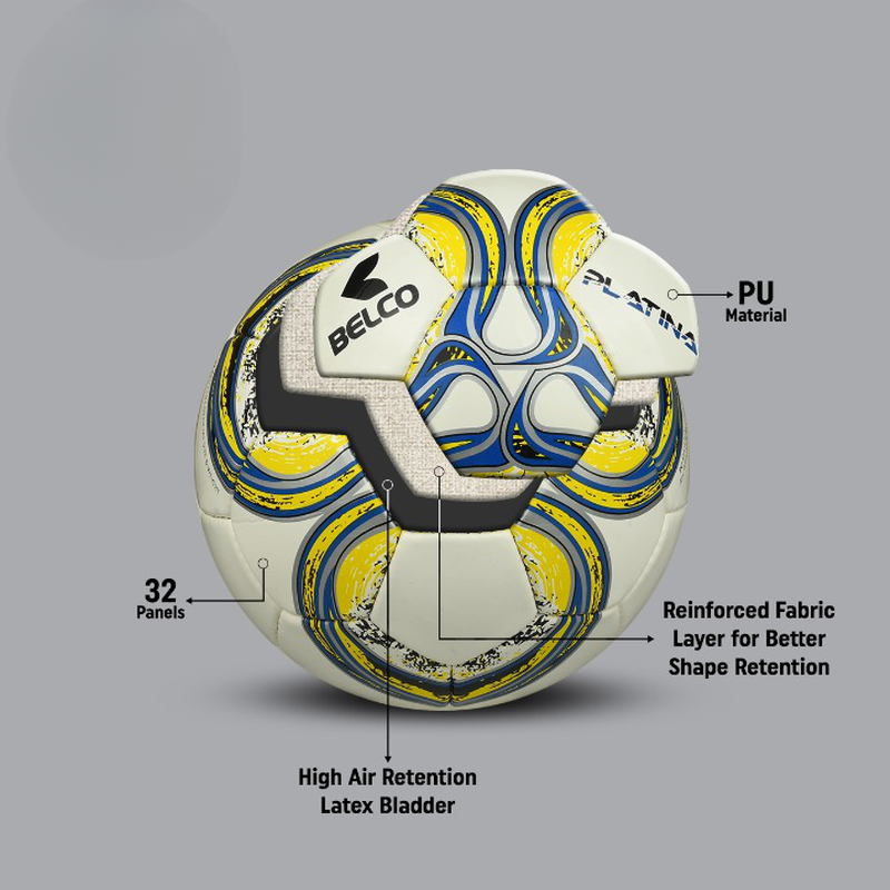 Belco Yellow Platina Football (1 Football with needle) (Size 5) | 11+ Years