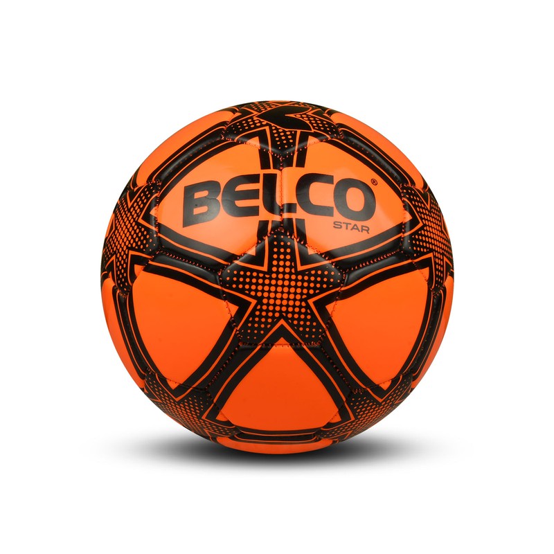 Belco Star Florocent Orange Football (1 football with needle) (Size 3) | 7+ Years