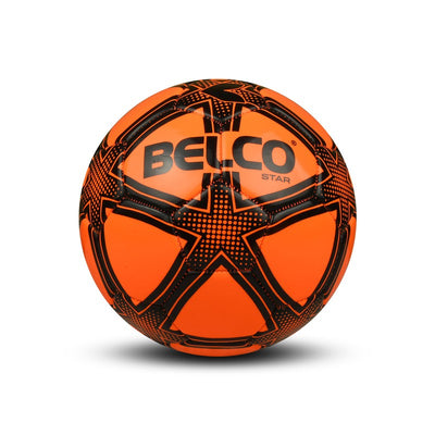 Belco Star Florocent Orange Football (1 football with needle) (Size 3) | 7+ Years