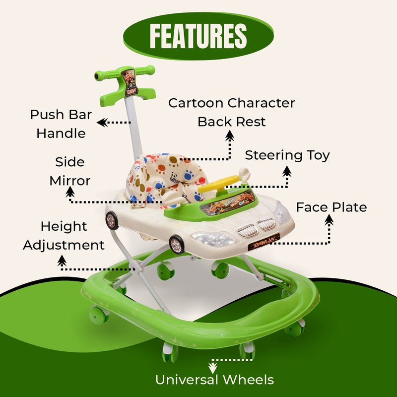 Musical Activity Walker with Light & Sound (9 Months to 1.5 Years) | COD Not Available | BMW | Green