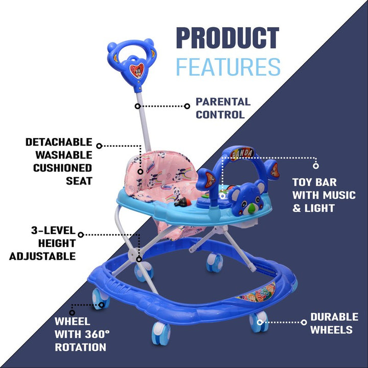 Musical Activity Walker with 3 Height-Adjustable Seat (9 Months to 1.5 Years) | COD Not Available | Blue