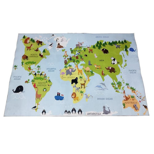 Hop N Play Large World Map Educational Rug Mat with Animals (2-10 Years)