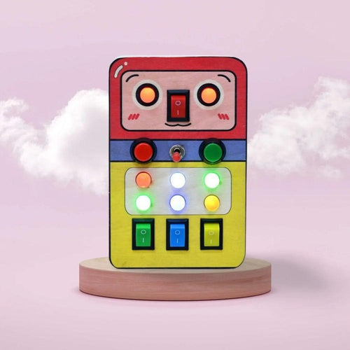 Timgloo Robomelon Montessori Busy Board - Wooden Robot Themed Sensory Activity (1-6 Years)