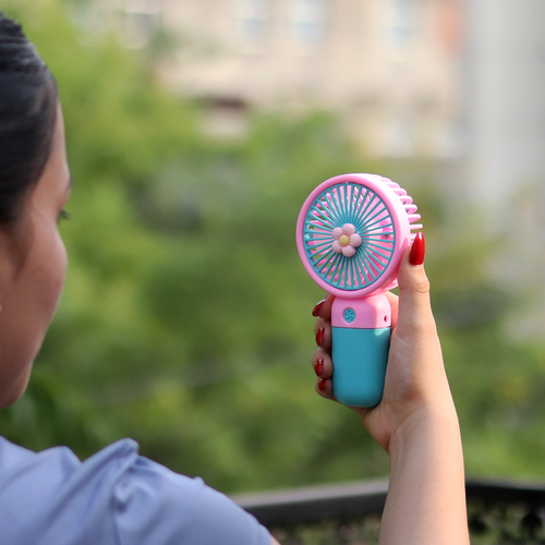 Realistic Handheld Fan with Stand | Portable & Rechargeable (4 Years till Grown Ups) | Assorted Colors