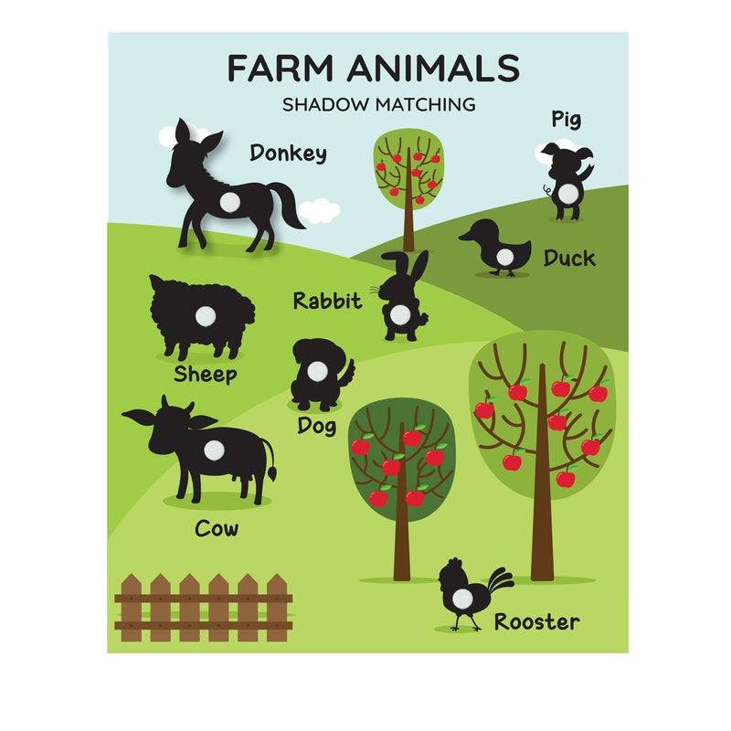 Farm Animals Shadow Matching Activity Game