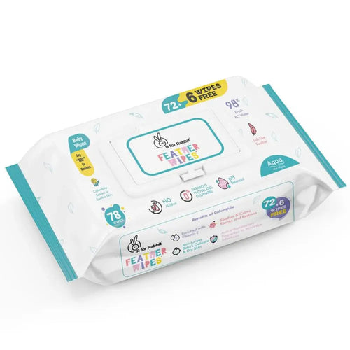 R for Rabbit Feather Aqua Wipes (Pack of 3) With Calendula Extract