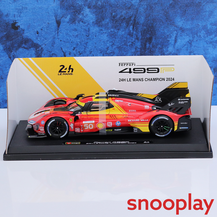 Bburago Original Ferrari 499P 24H LE Mans Champion 2024 Licensed Diecast Car | 1:18 Scale (14 Years till Grown Ups)