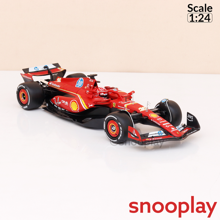 Bburago Original Ferrari SF-24 Charles Leclerc - 2024 Licensed Diecast Car | 1:24 Scale Model (14 Years Till Grown Ups)