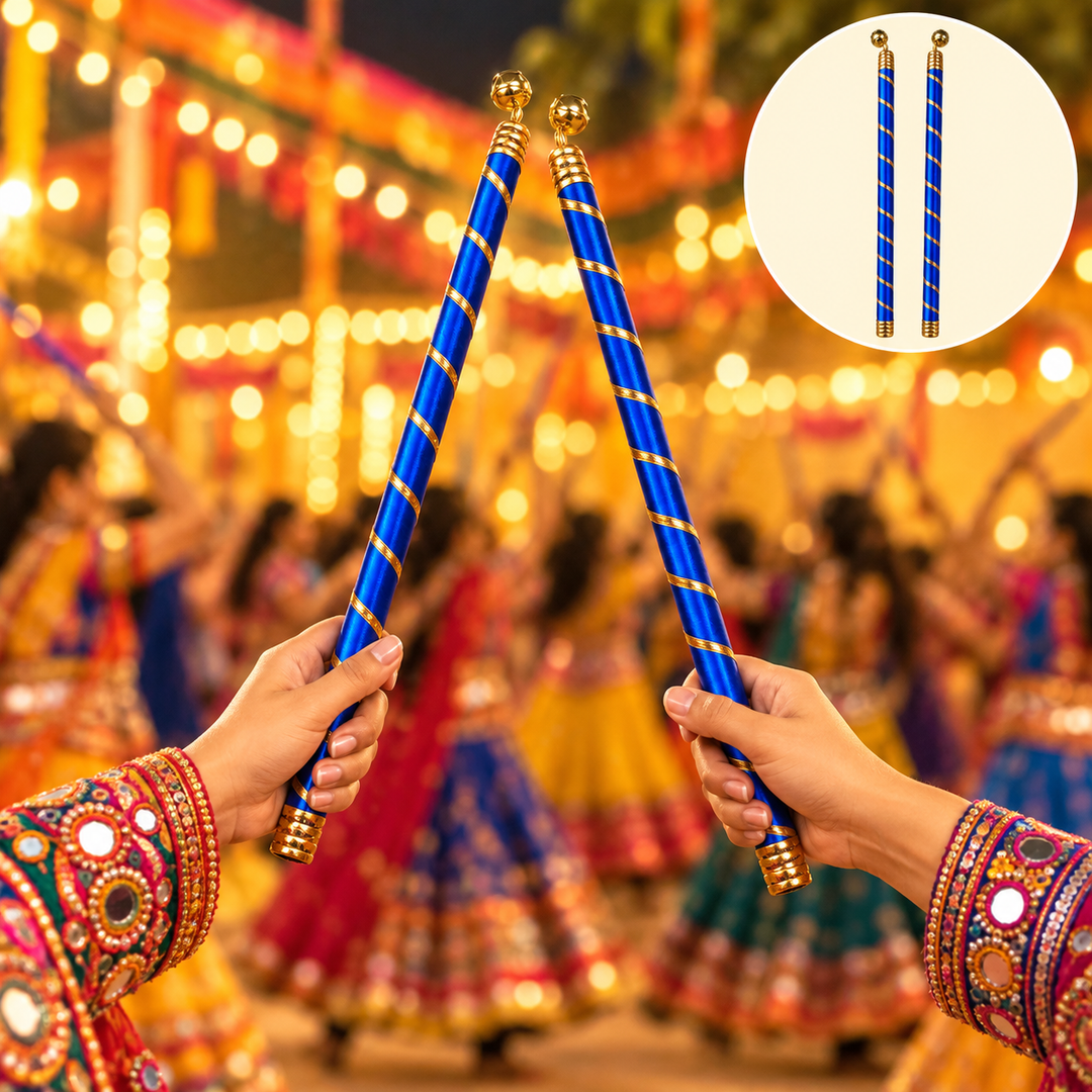 Little Canvas Dandiya Sticks - Leheriya | Navratri Garba & Dandiya Raas Dance Accessories | Festive Celebration