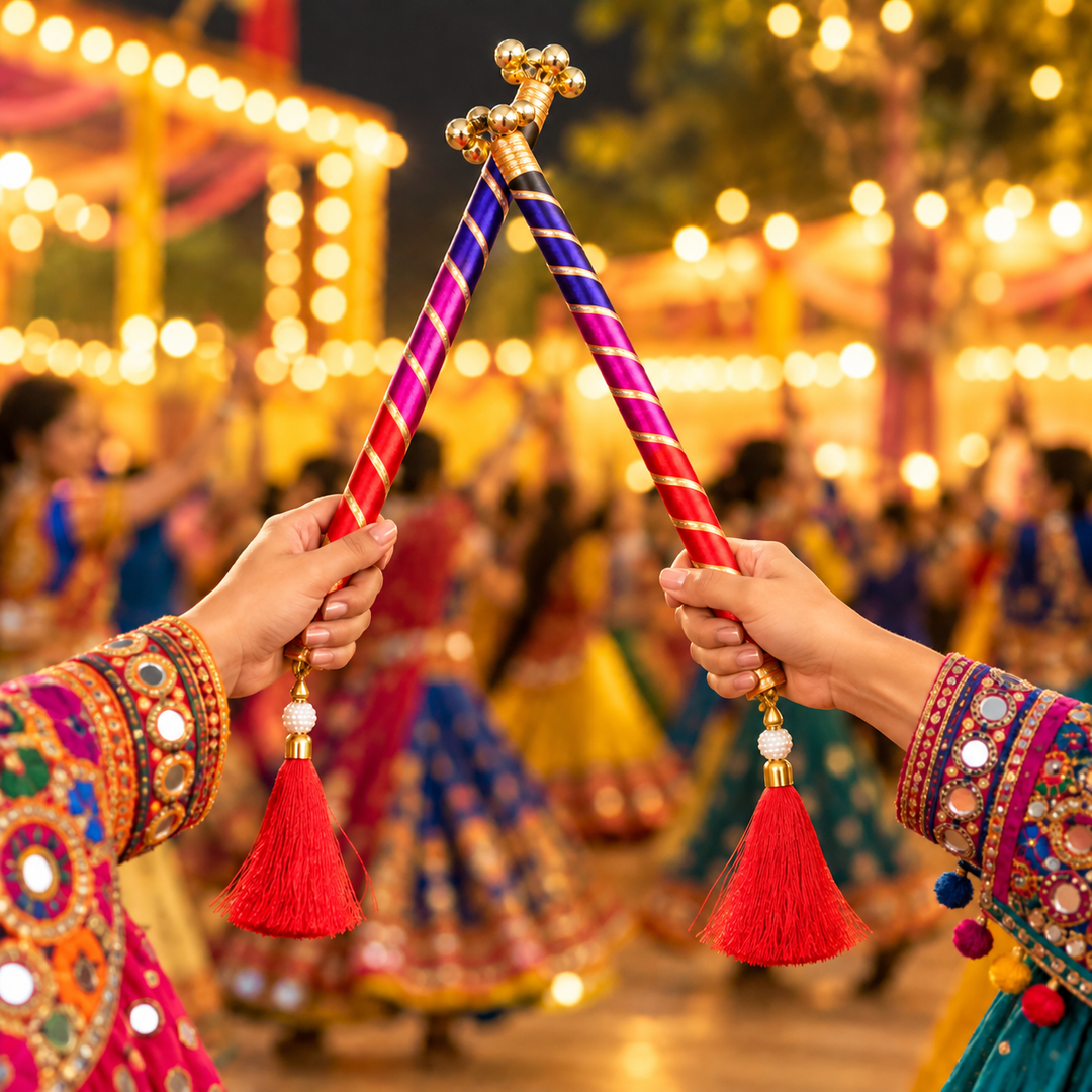 Little Canvas Dandiya Sticks - Mastani | Navratri Garba & Dandiya Raas Dance Accessories | Festive Celebration - Assorted Colours