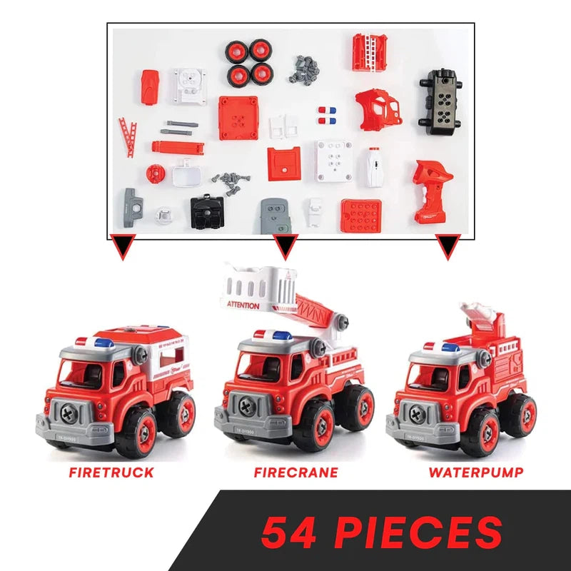 Assembly Friction Fire Ladder Truck and Monster Truck Set