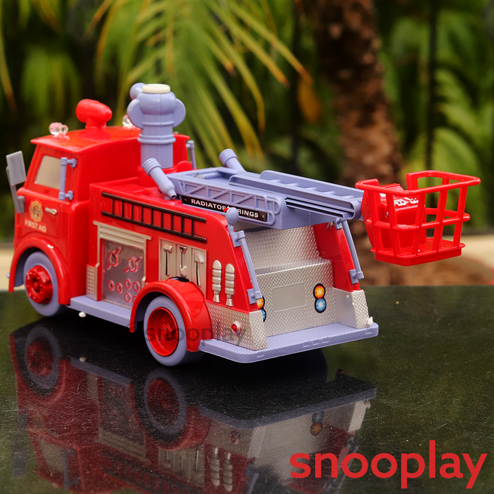 Fire Rescue Pumper Bubble Blowing Bump Toy Truck w Extending Crane