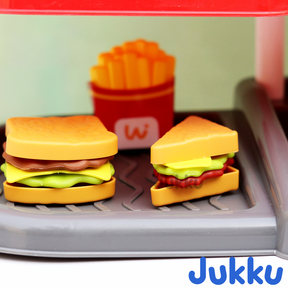 Realistic Fast Food Chain Pretend Play Set with Working Beverage Dispenser, Card Swipe Feature - 71  Pieces (3-8 Years)