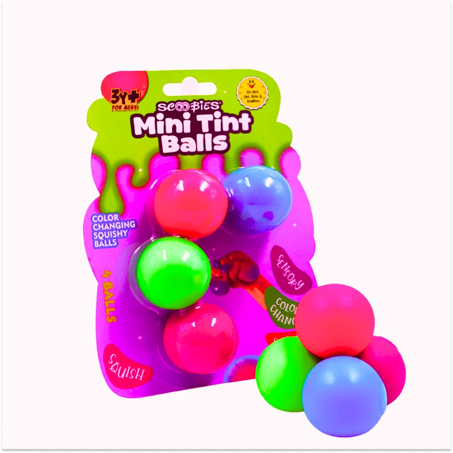 Scoobies Mini Tint Balls – Color-Changing Squishy Balls (Set of 4) | Stress Relief & Sensory Play