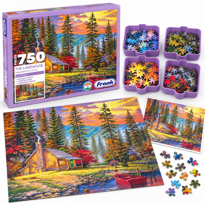 Frank The Lakehouse 750-Piece Jigsaw Puzzle | Scenic Nature Puzzle for Adults & Teens