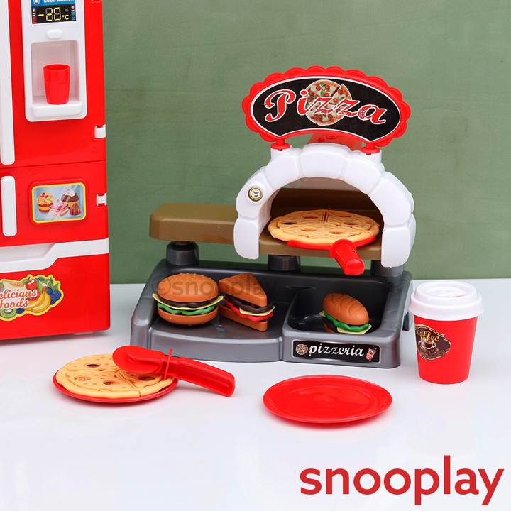 23 Pieces Mini Fridge & Pizza Play House Set | Light, Sound & Smoke Effect (3-8 Years)