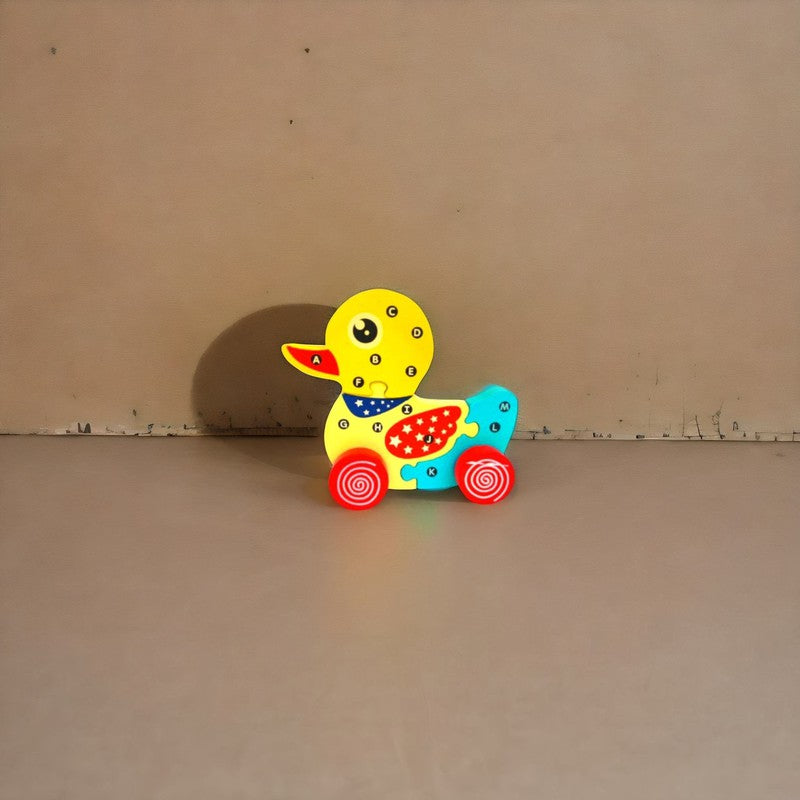 Educational Friendly Duck Car Wooden Puzzle Blocks with Alphabets