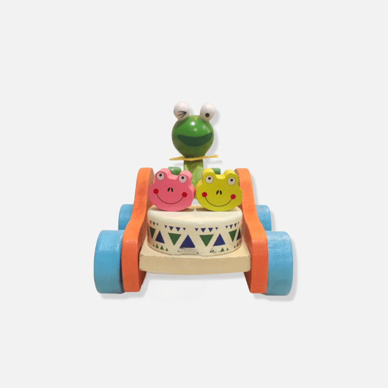 Frog Drummer Push and Pull Car Toy
