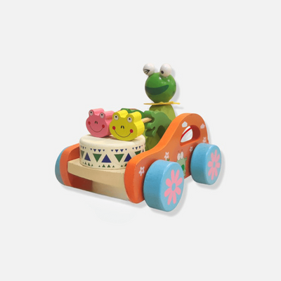 Frog Drummer Push and Pull Car Toy