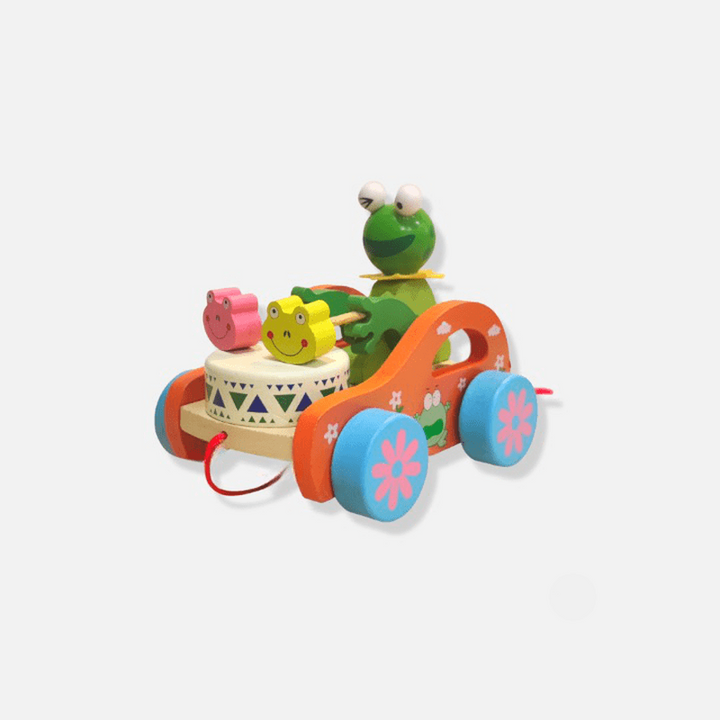 Frog Drummer Push and Pull Car Toy