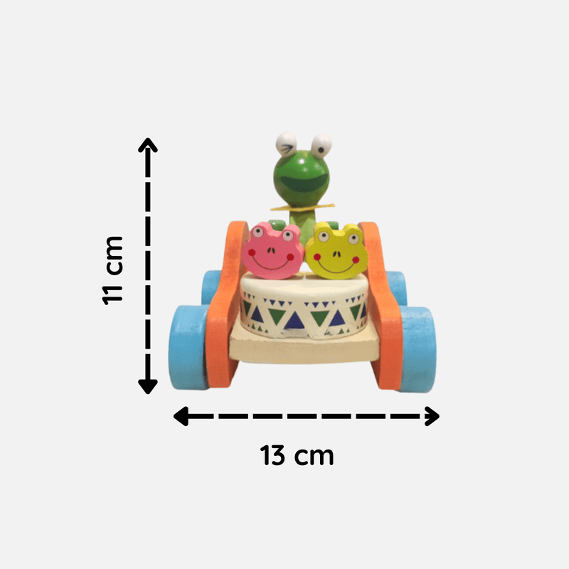 Frog Drummer Push and Pull Car Toy