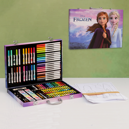 Original Frozen Art Case Colouring Kit - 125 Pieces | Licensed Disney Toy (5 Years Till Grown Ups)