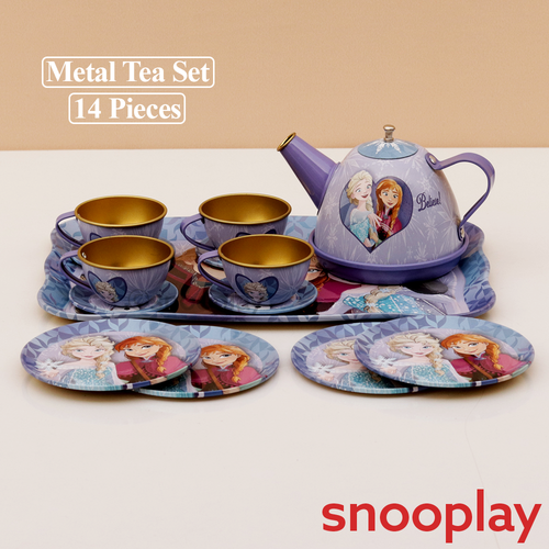 Original Frozen Lightweight Metal Tea Set - 14 Pieces | Licensed Disney Toy (3-6 Years)
