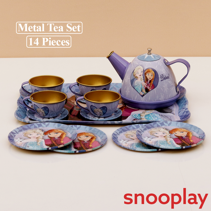 Original Frozen Lightweight Metal Tea Set - 14 Pieces | Licensed Disney Toy (3-6 Years)