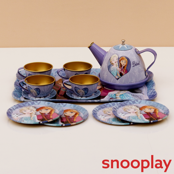 Original Frozen Lightweight Metal Tea Set - 14 Pieces | Licensed Disney Toy (3-6 Years)