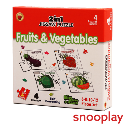 2 in 1 Jigsaw Puzzle Fruits and Vegetables Big Size (36 - PCS)