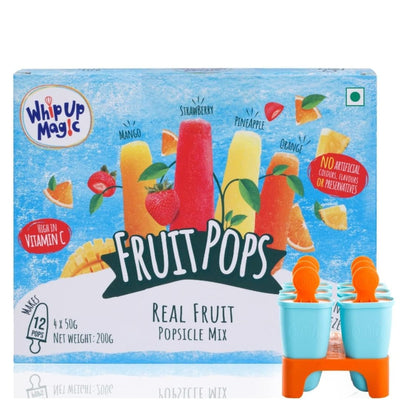 Real Fruit Power Popsicle Mix (4 Flavors - Mango, Strawberry, Pineapple, Orange) with 6 Moulds - PACK of 10