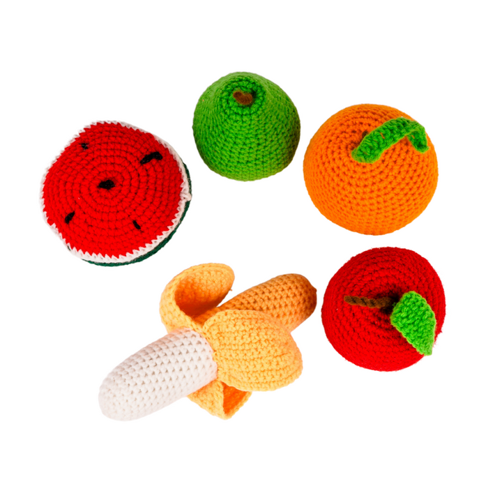 Set of 5 - Crochet Fruit Toys (6 Months - 2 Years)