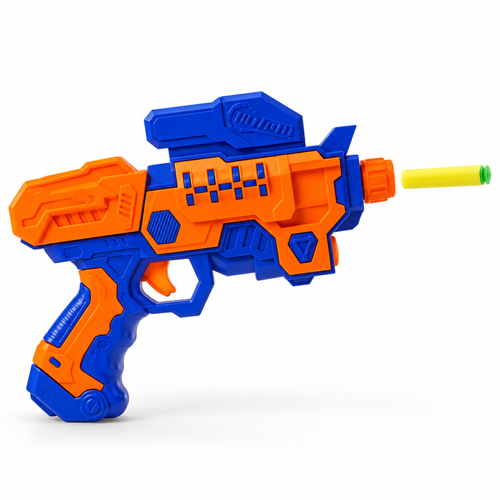 Chanak Soft Bullet Blaster Toy | 40 Feet Range with 10 Bullets - Blue Orange