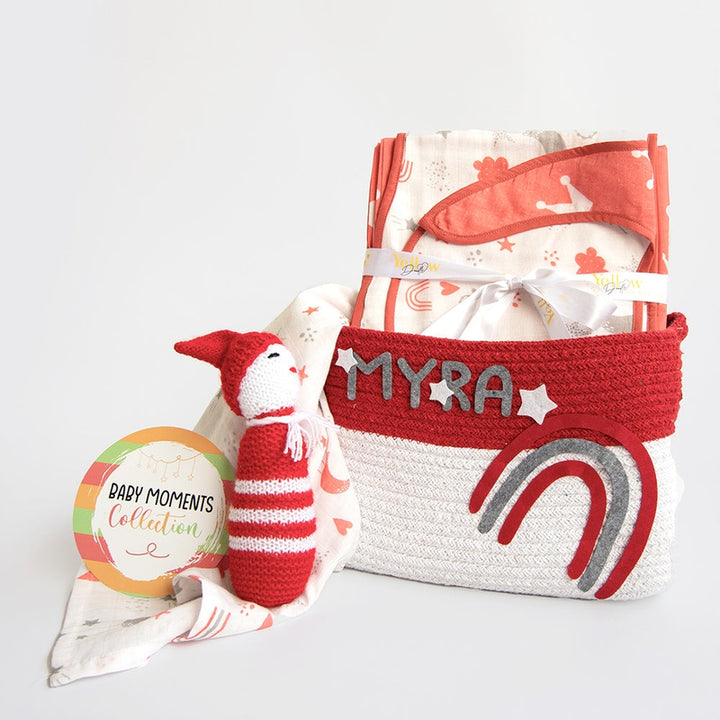 Personalised Cute Polka - Welcome Baby Gift Basket (0-1.5 Years) | COD Not Available