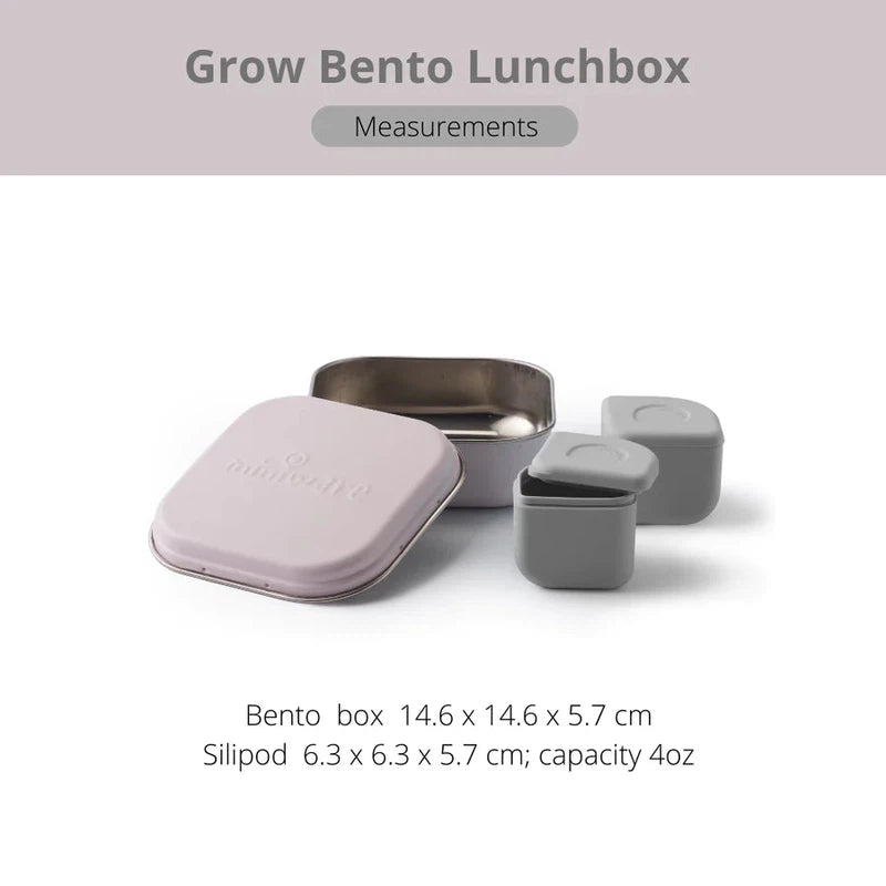 Grow Bento with 2 Silipods Lunch Box (Cotton Candy/Grey)