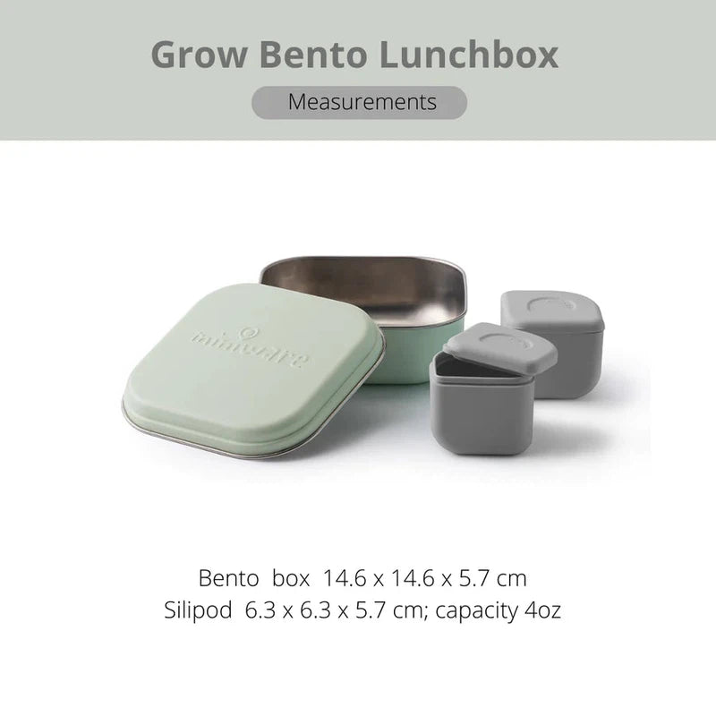 Key Lime and Grey Grow Bento with 2 Silipods Lunch Box