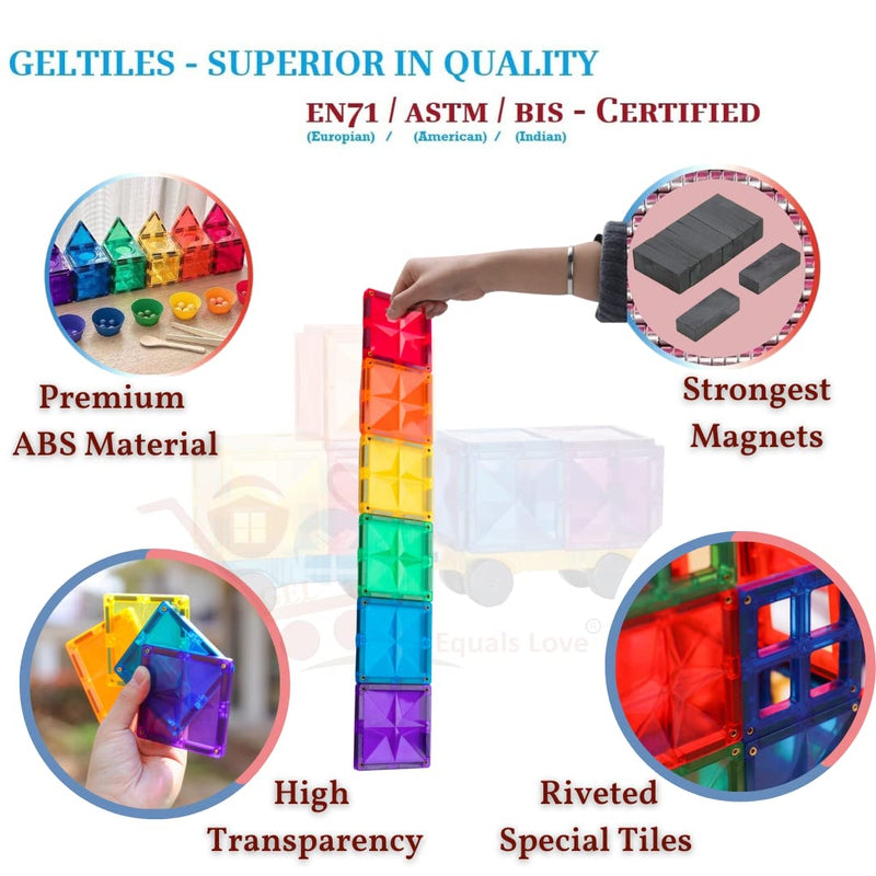 Geltiles Premium 150 Pcs Set Magnetic Tiles