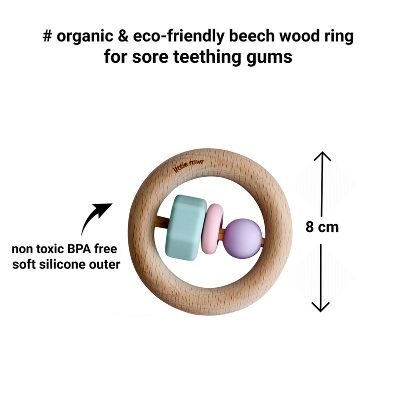 Bead O Shape Teether Toy (Wood + Silicone)