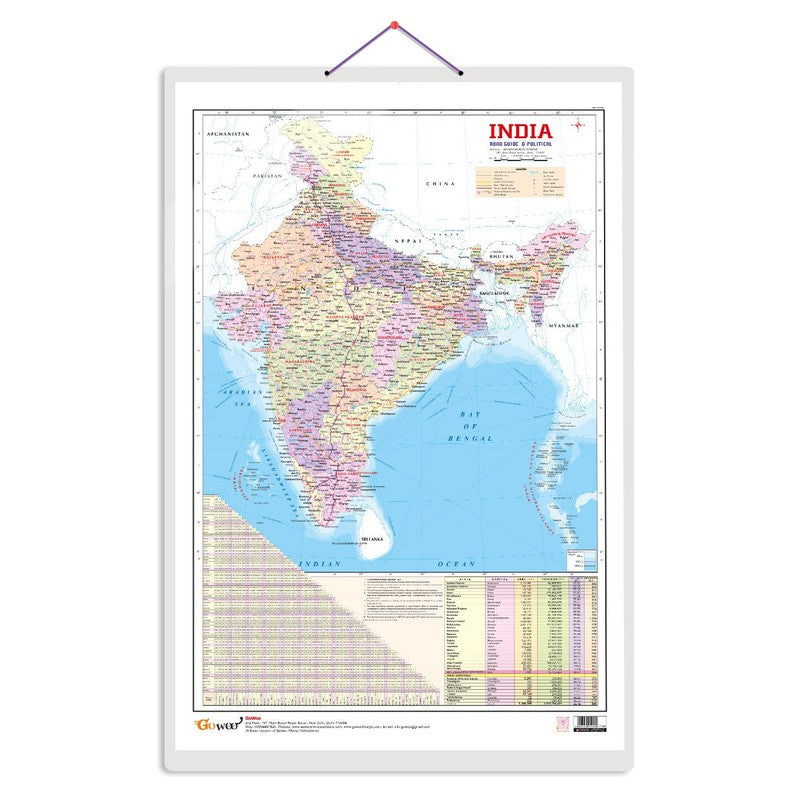 Indian Road Guide & Political Map Chart