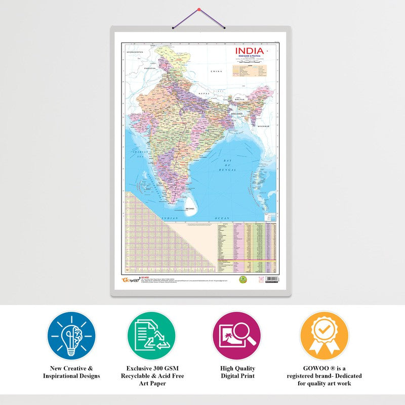 Indian Road Guide & Political Map Chart